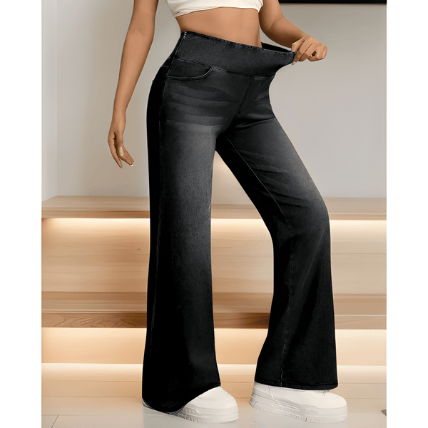 Höga Midjejeans Dam | Stretchiga Byxor med Dold Dragkedja | Kläder