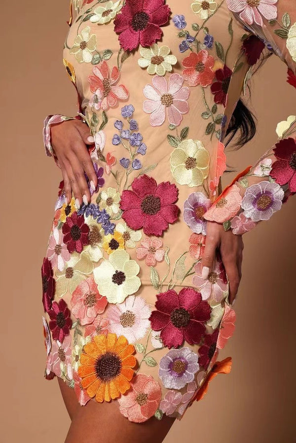 Dames Jurk | Elegant & Uniek | 3D Bloemen | Tijdloze Schoonheid