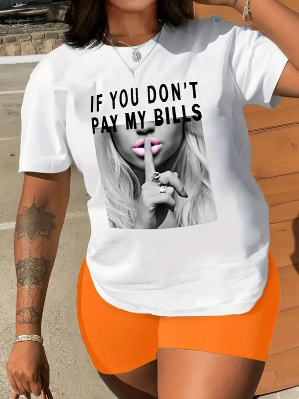 T-shirt med ”Shut Up”-tryck för kvinnor | Casual topp | Kort ärm & rund hals