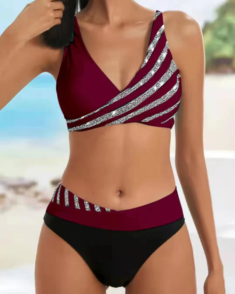 Damtopp Bikini Set | 2-delad | Somrigt Tryck | Perfekt för Semester