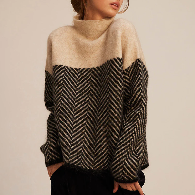 Stickad Tröja |  Polokrage och långarm |  Elegant Stil