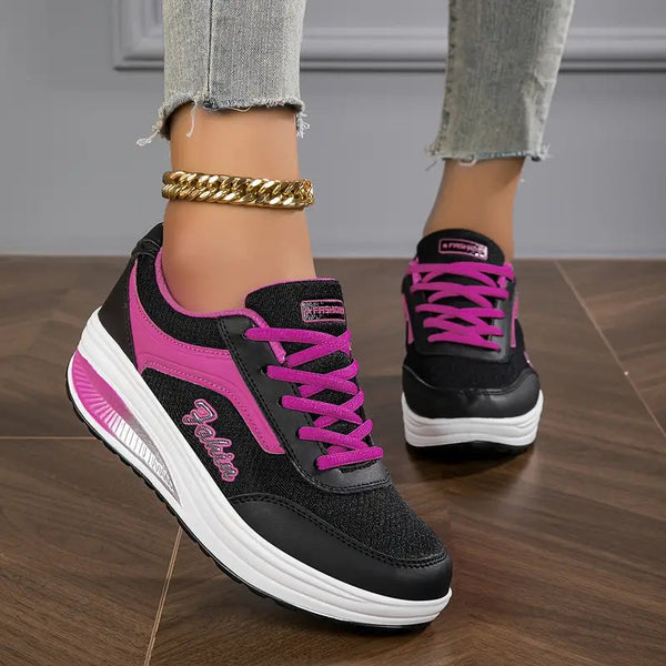 Sneakers Dam | PU Läder Plattform Skor | Casual Snörskor