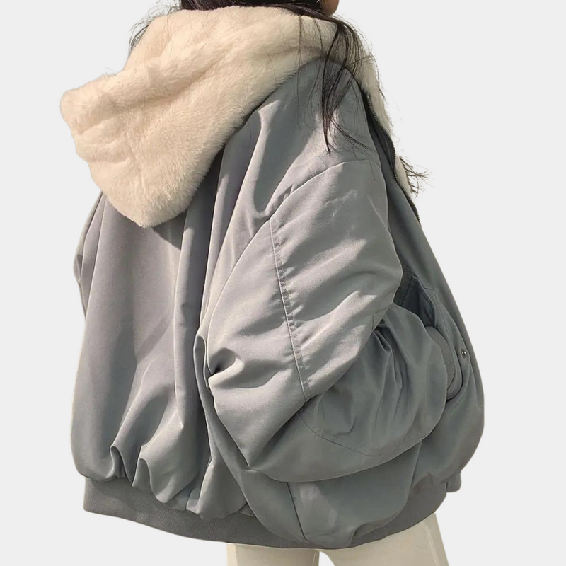 Damjacka för vinterbruk | Tjock och varm med huva | Dubbel lager och enkel design
