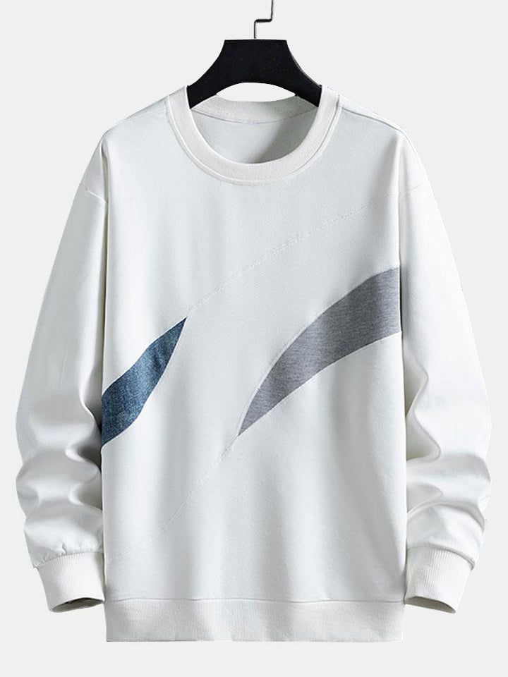 Herr Abstrakt Färgblock Sweatshirt in vit, Avslappnad Passform