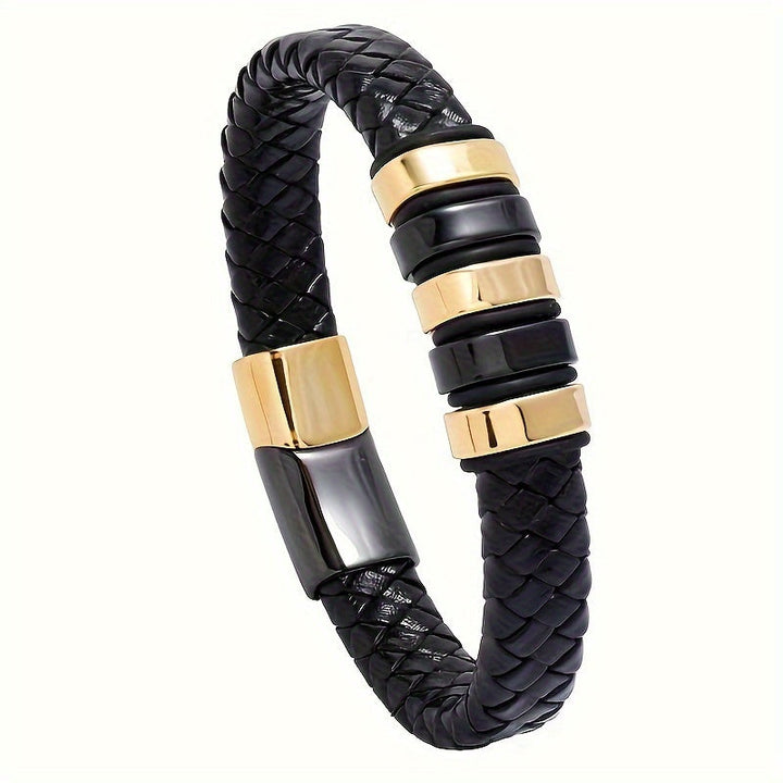Herr Armband Svart Kunstläder - Magnetisk Stängning