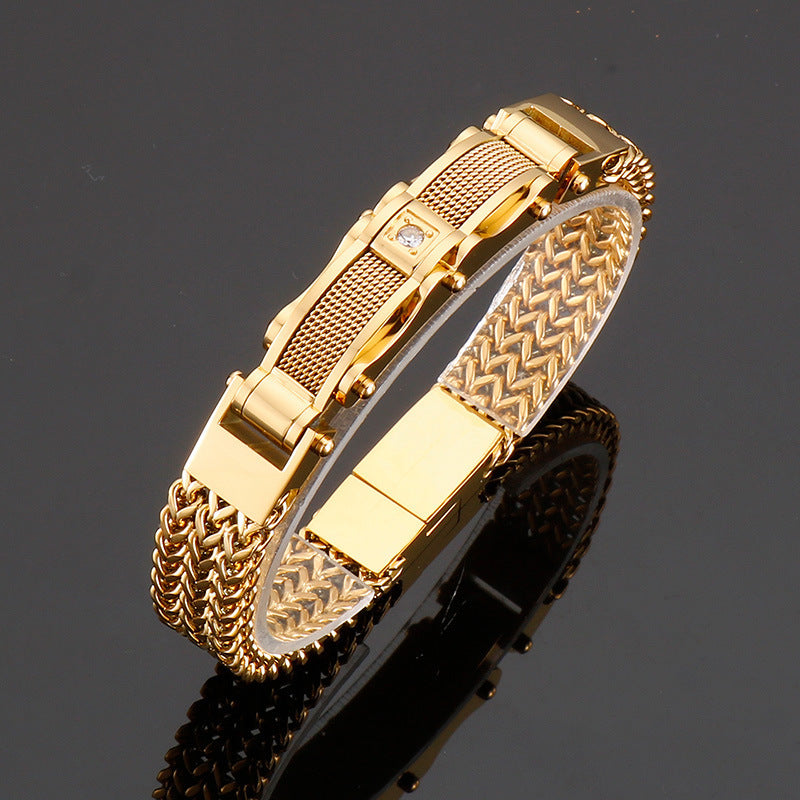 Herr Armband Titanium Stål Fyrkantig Design - Magnetisk Låsning