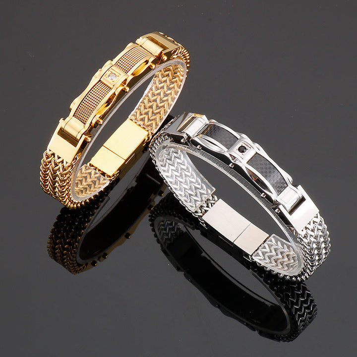 Herr Armband Titanium Stål Fyrkantig Design - Magnetisk Låsning