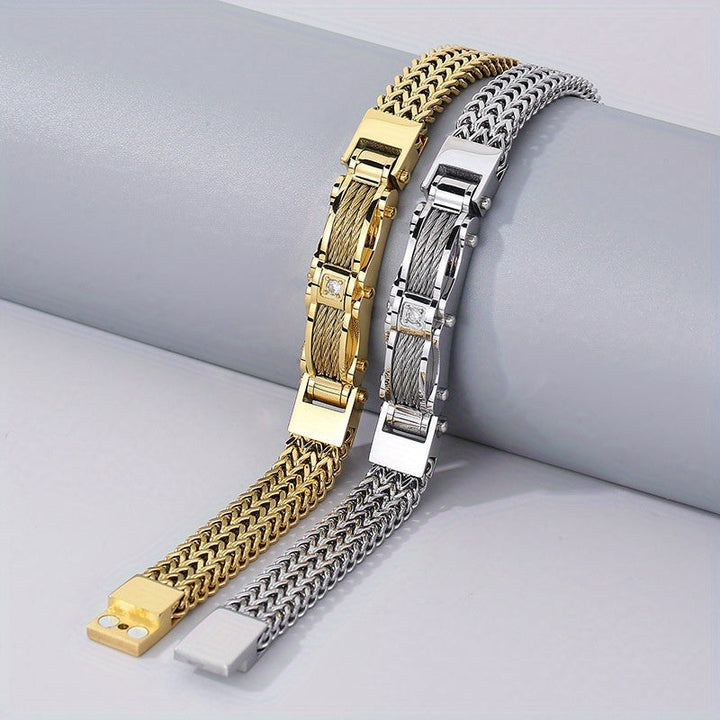 Herr Armband Titanium Stål Fyrkantig Design - Magnetisk Låsning