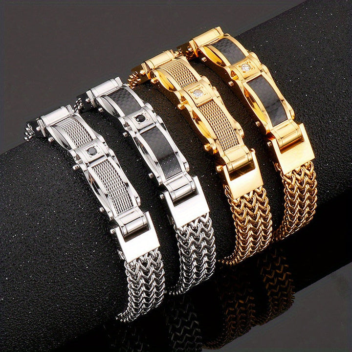 Herr Armband Titanium Stål Fyrkantig Design - Magnetisk Låsning