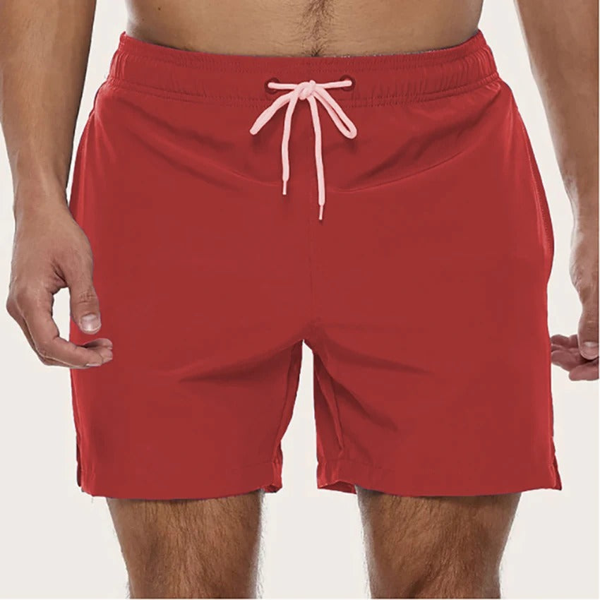 Herr Badshorts Pool Strand - Avslappnad Passform - Röd