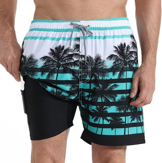 Herr Badshorts Sommar - Klassisk strandstil - Ljusgrön