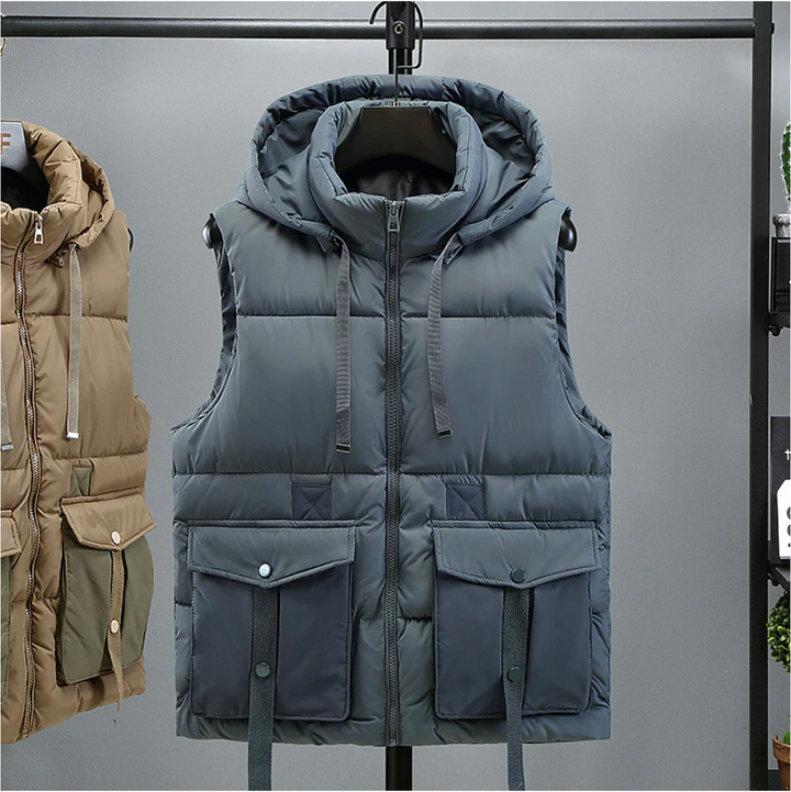 Herr Bodywarmer Avtagbar Huva - Varm &amp; Funktionell - Blå