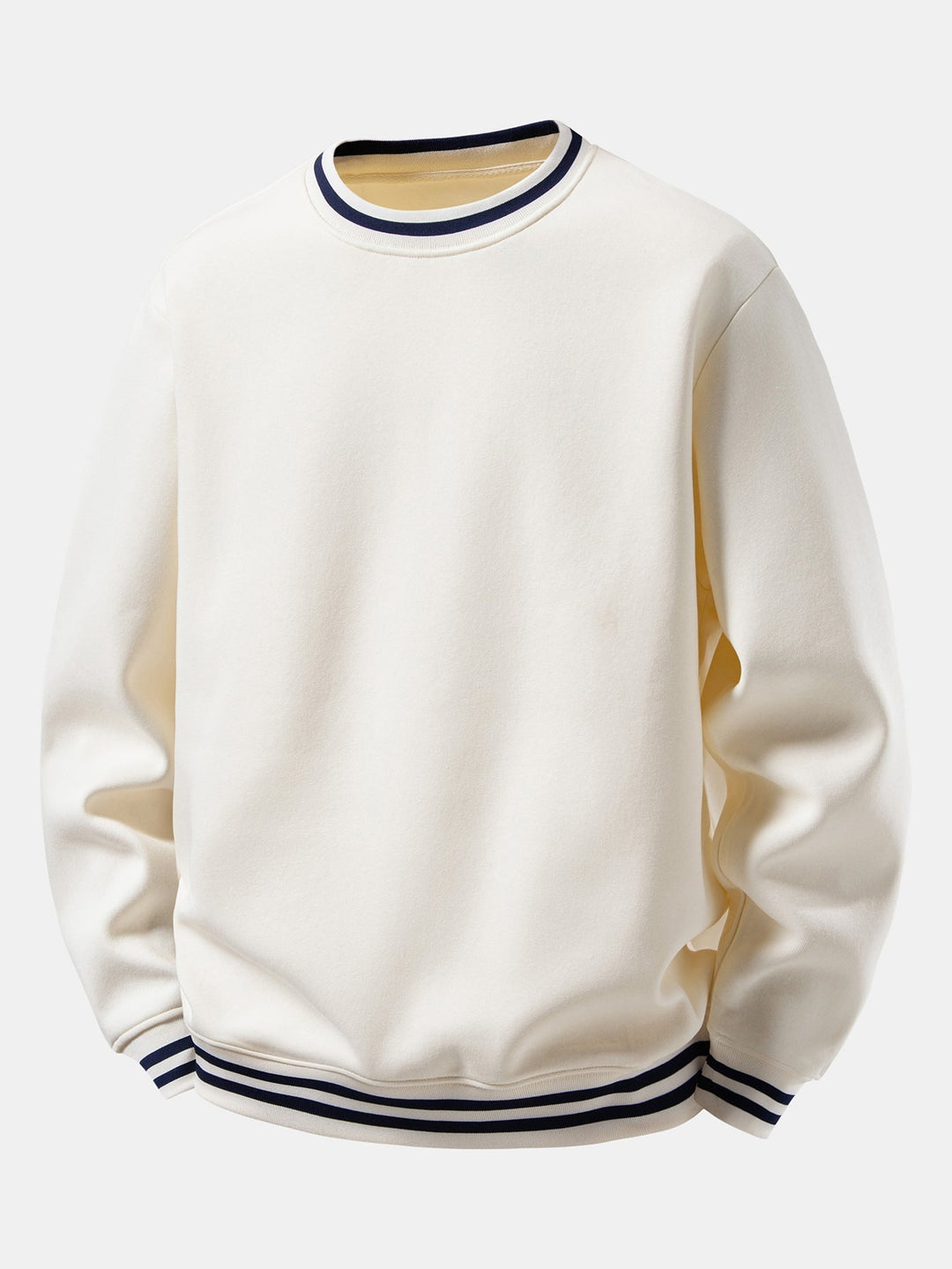 Herr Bomullsblandning Crew Neck Sweatshirt in beige, Avslappnad Passform
