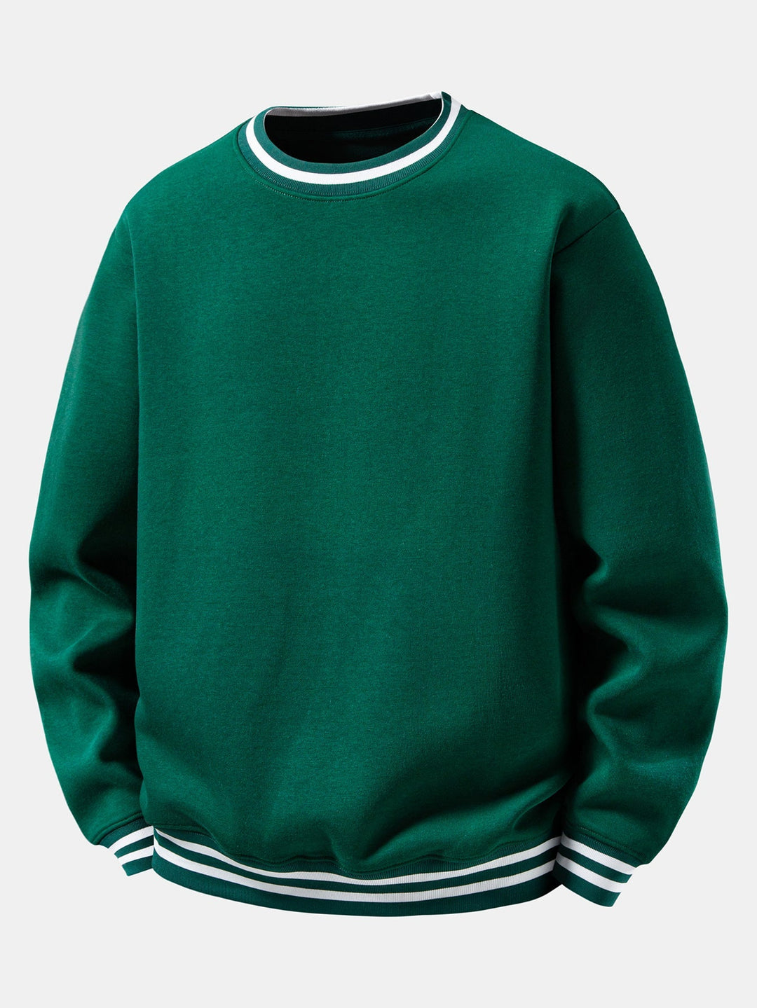Herr Bomullsblandning Crew Neck Sweatshirt in mörkgrön, Avslappnad Passform