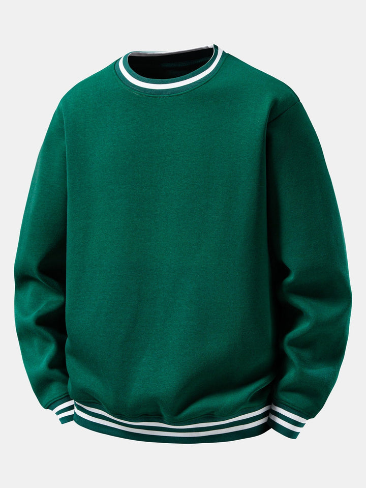 Herr Bomullsblandning Crew Neck Sweatshirt in mörkgrön, Avslappnad Passform