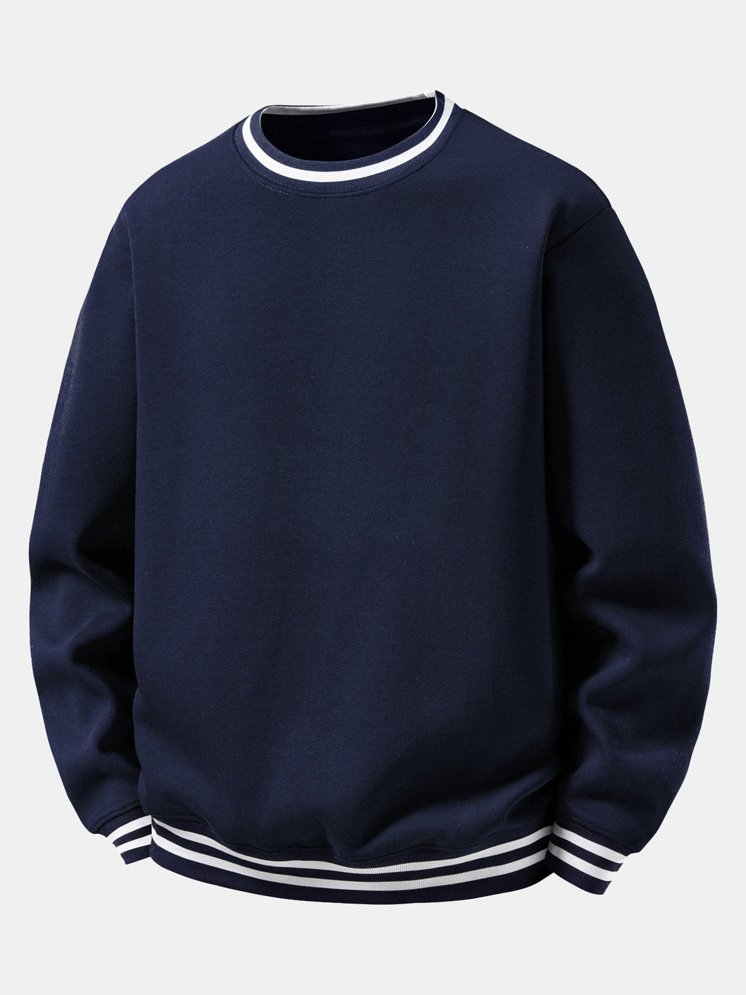 Herr Bomullsblandning Crew Neck Sweatshirt in marinblå, Avslappnad Passform