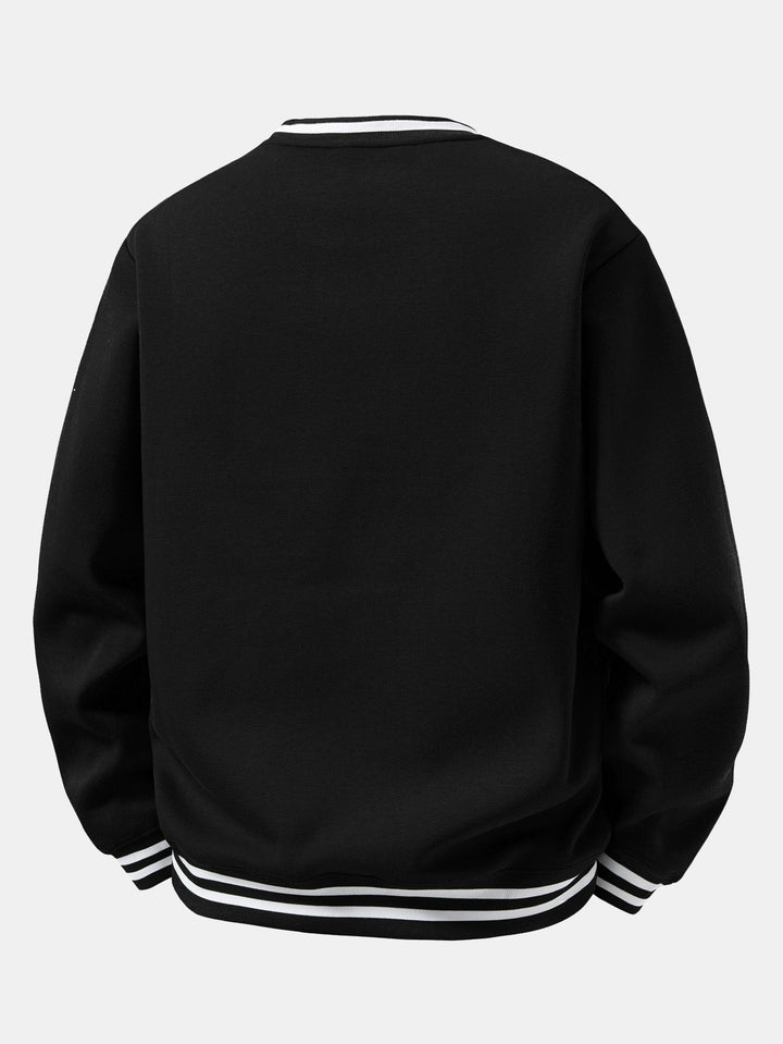 Herr Bomullsblandning Crew Neck Sweatshirt - Avslappnad Passform