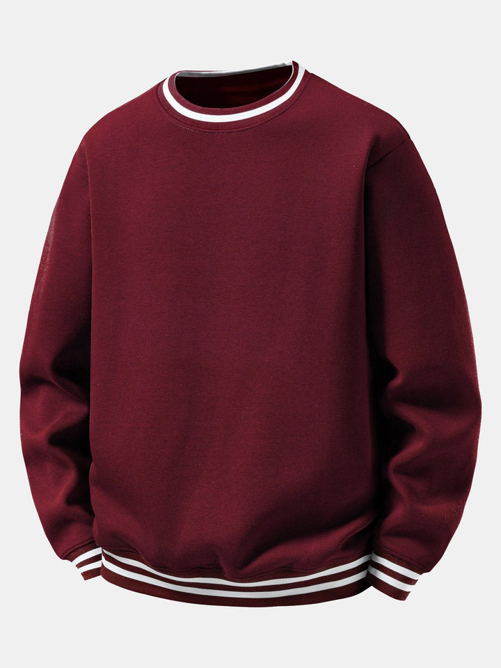 Herr Bomullsblandning Crew Neck Sweatshirt in vinröd, Avslappnad Passform