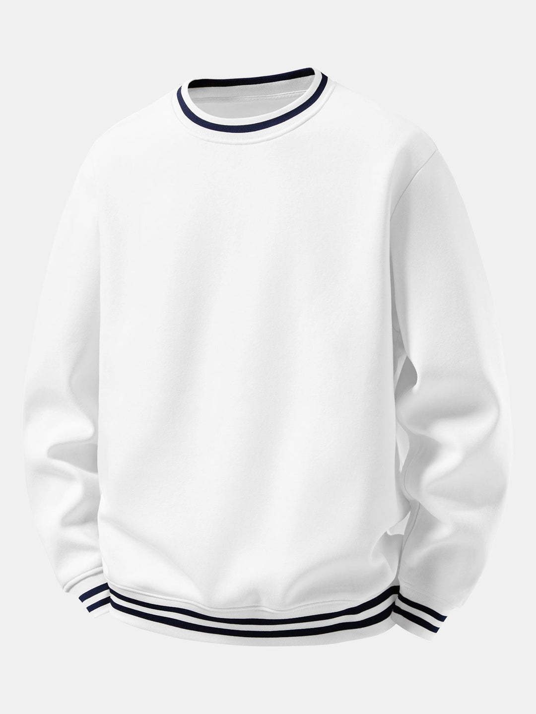 Herr Bomullsblandning Crew Neck Sweatshirt in vit, Avslappnad Passform