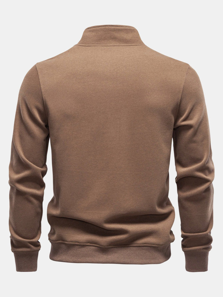 Herr Bomullsblandning Kvartsblixtad Sweatshirt - Klassisk Casual