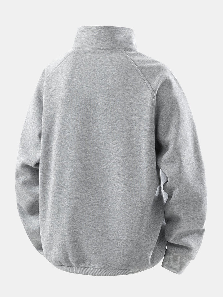 Herr Bomullsblandning Quarter Zip Sweatshirt - Avslappnad Passform