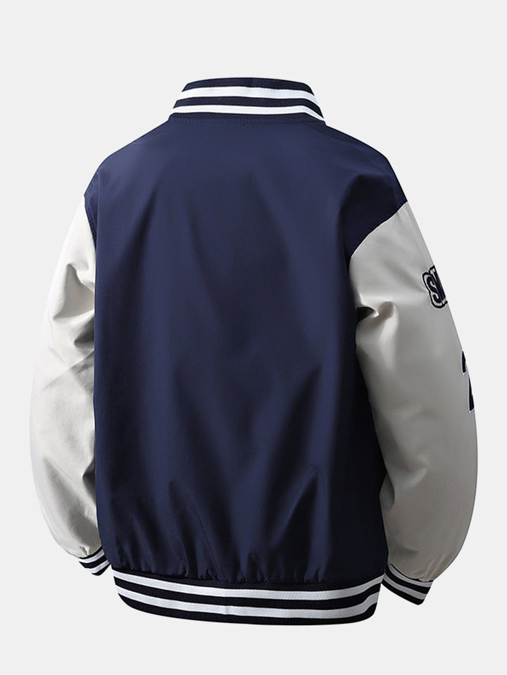 Herr Broderad Varsity Bomberjacka - Relaxad Passform Streetwear
