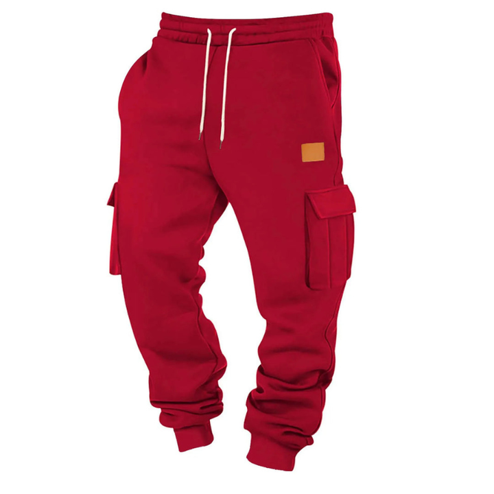 Herr Cargo Byxor Tapered - Praktisk Vinterstil - Röd