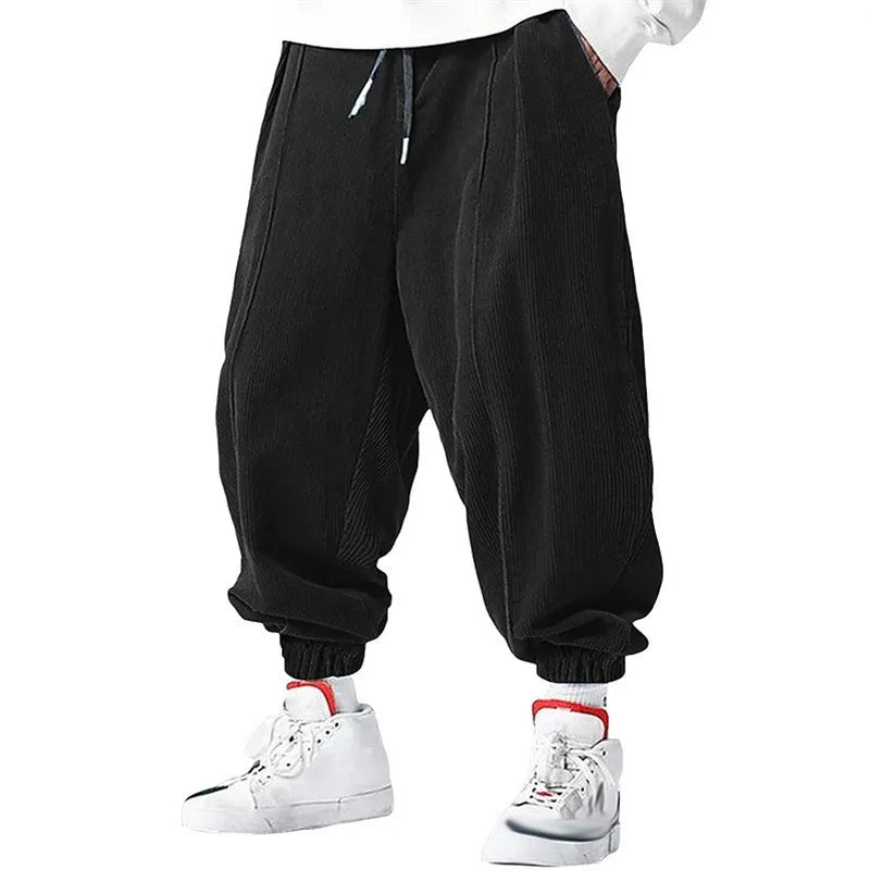 Herr Casual Byxor - Losse Passform med Elastisk Bort - Svart