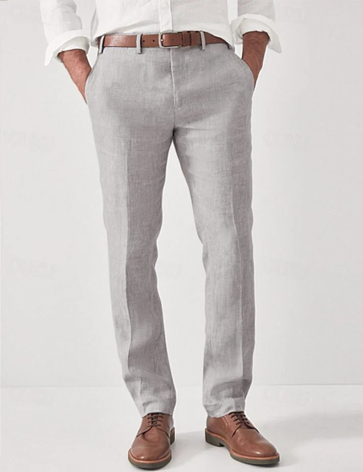 Herr Chinos Smart-Casual - Elegant och Flexibel - Ljusgrå
