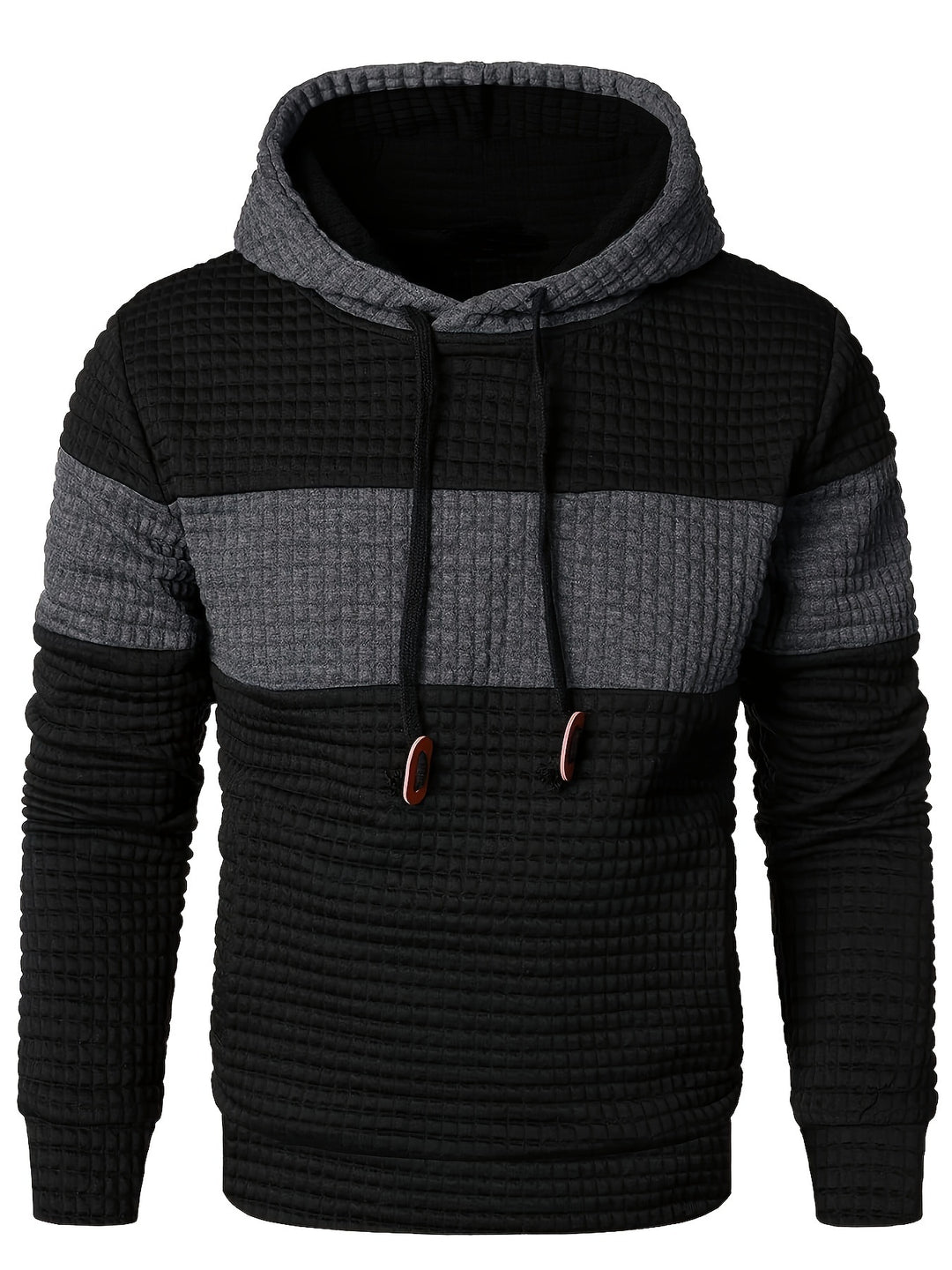 Herr Colorblock Hoodie - Andningsbar &amp; Casual - Grå-Svart