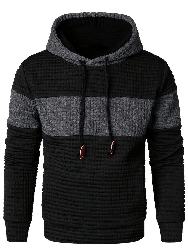 Herr Colorblock Hoodie - Andningsbar &amp; Casual - Grå-Svart