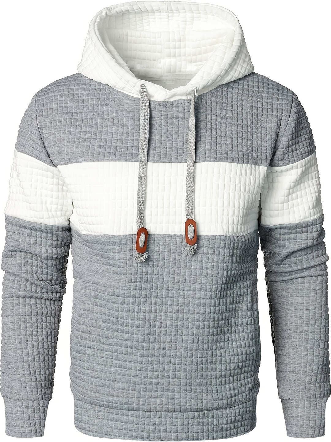Herr Colorblock Hoodie - Andningsbar &amp; Casual - Vit-Grå