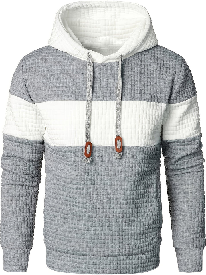 Herr Colorblock Hoodie - Andningsbar &amp; Casual - Vit-Grå