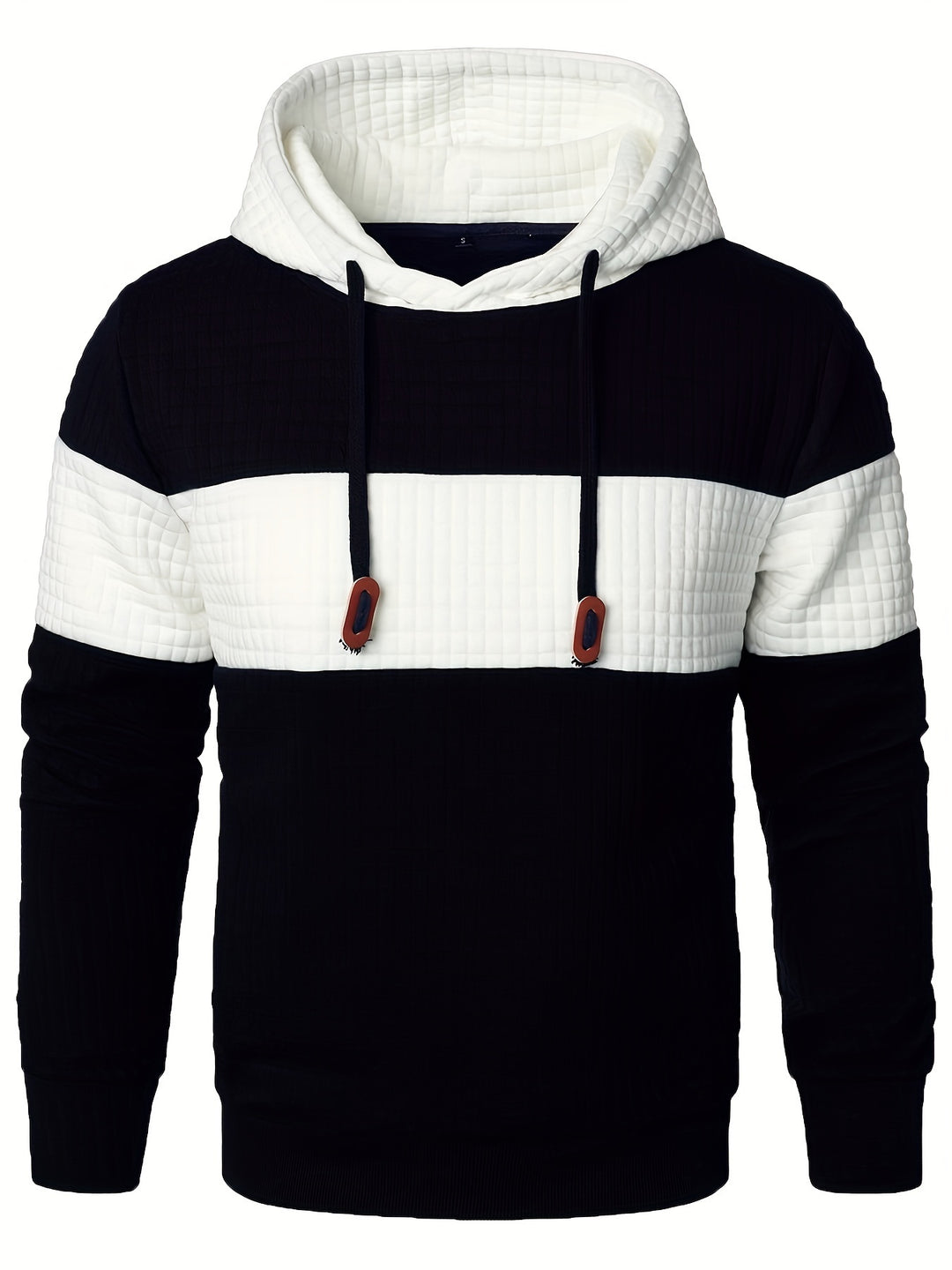 Herr Colorblock Hoodie - Andningsbar &amp; Casual - Vit-Svart