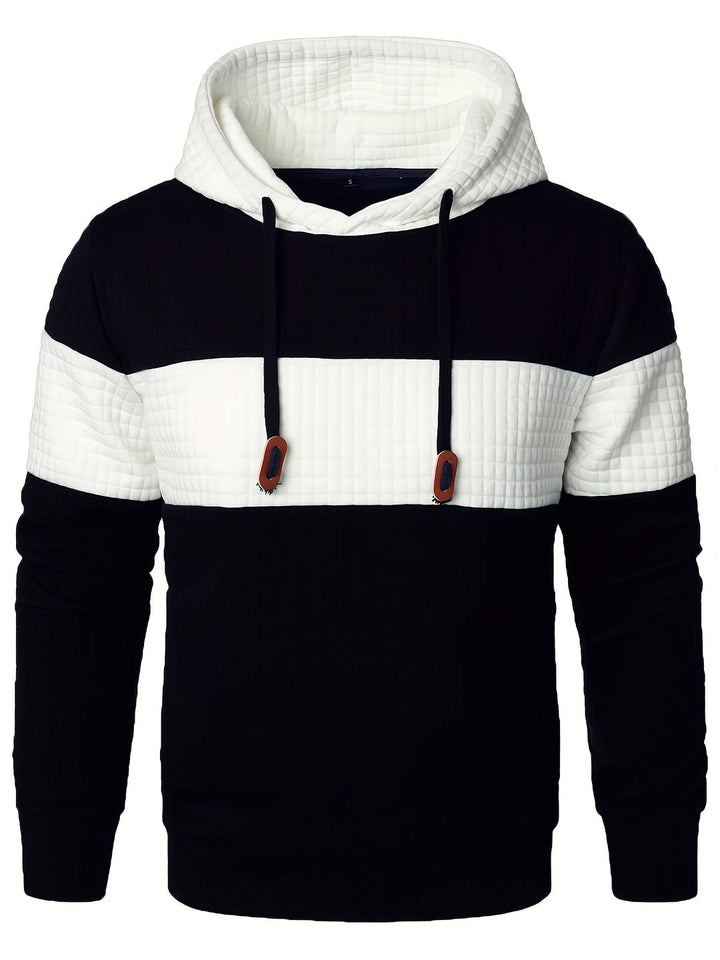 Herr Colorblock Hoodie - Andningsbar &amp; Casual - Vit-Svart