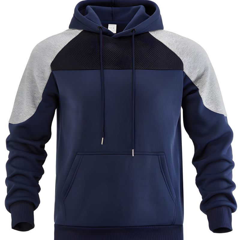 Herr Colorblock Hoodie - Sportiv &amp; Oversized - Blå