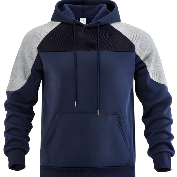 Herr Colorblock Hoodie - Sportiv &amp; Oversized - Blå