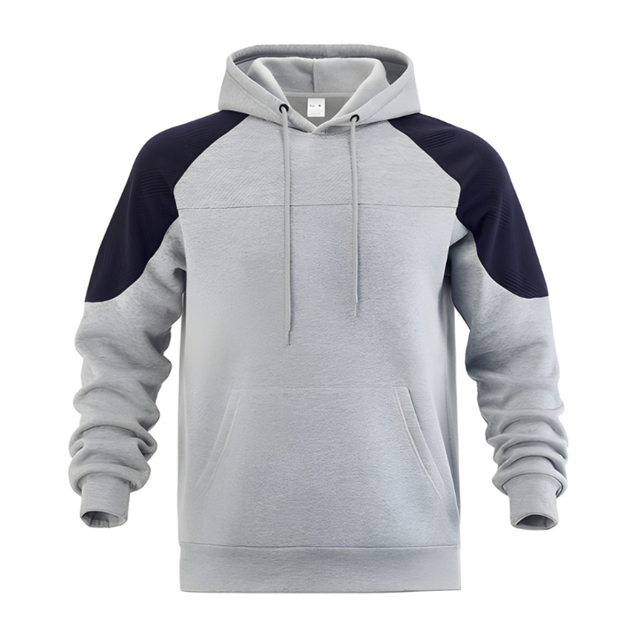 Herr Colorblock Hoodie - Sportiv &amp; Oversized - Grå