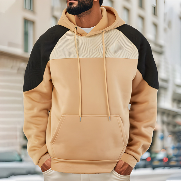 Herr Colorblock Hoodie - Sportiv &amp; Oversized - Khaki