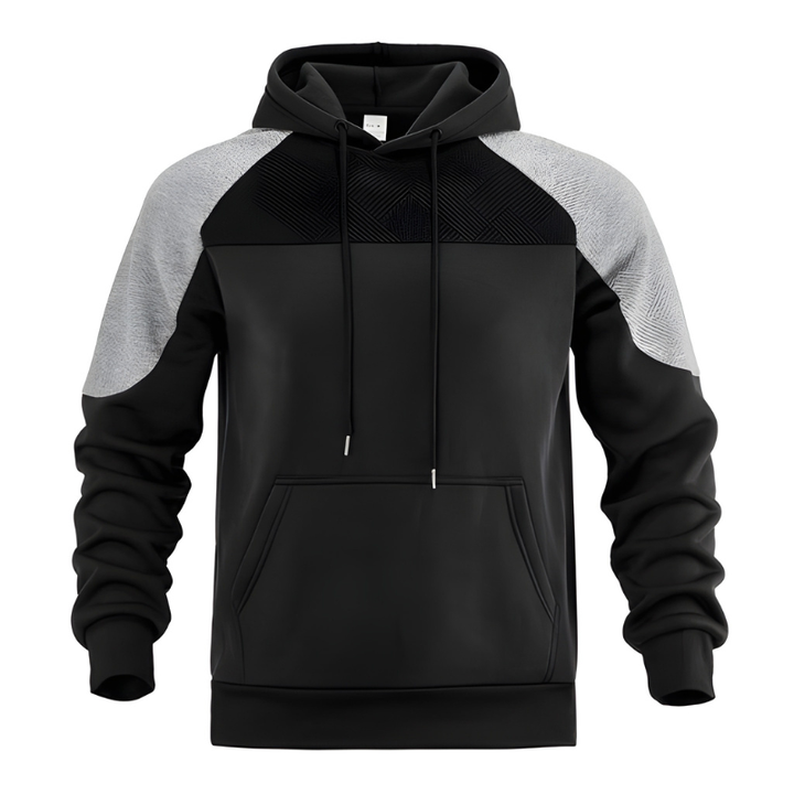 Herr Colorblock Hoodie - Sportiv &amp; Oversized - Svart