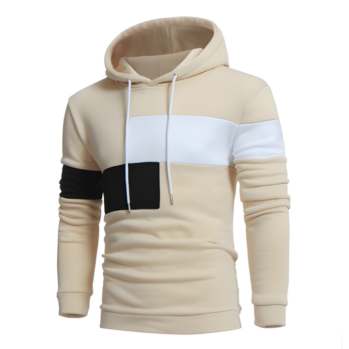 Herr Colorblock Hoodie - Sportiv Sweatshirt med Varm Design - Khaki