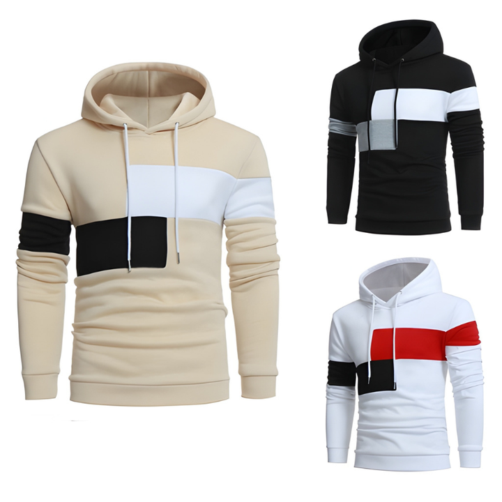 Herr Colorblock Hoodie - Sportiv Sweatshirt med Varm Design