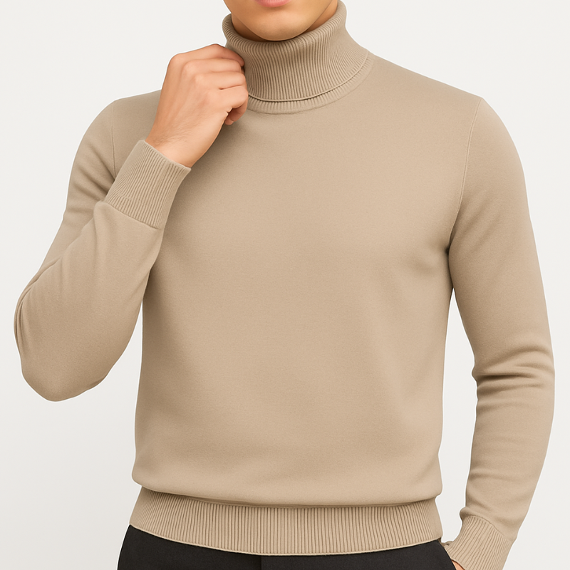 Herr Coltrui Slim Fit - Elegant Turtleneck - Khaki