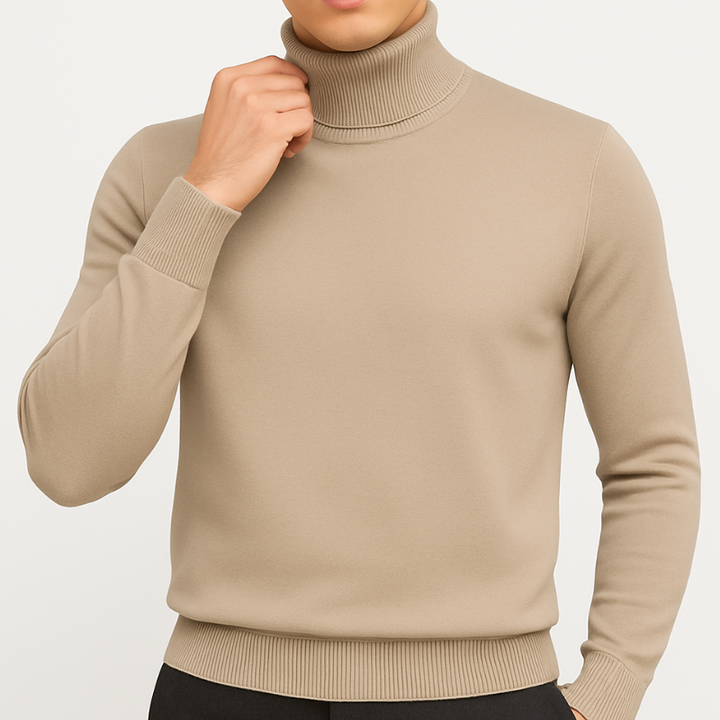 Herr Coltrui Slim Fit - Elegant Turtleneck - Khaki