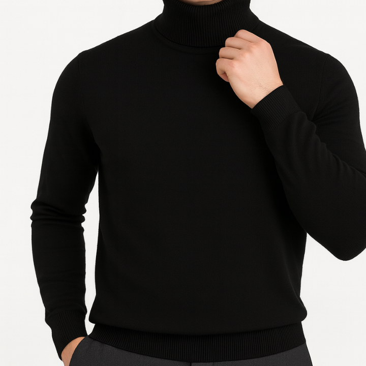 Herr Coltrui Slim Fit - Elegant Turtleneck - Svart