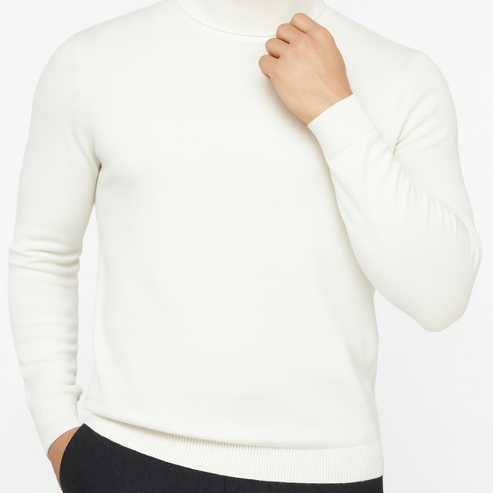 Herr Coltrui Slim Fit - Elegant Turtleneck - Vit