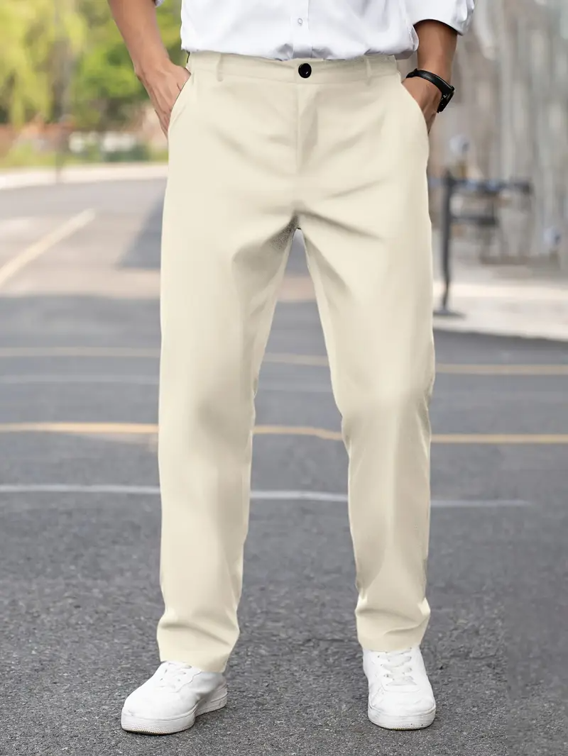 Herr Comfort Fit Byxor - Klassisk Casual Design - Aprikos