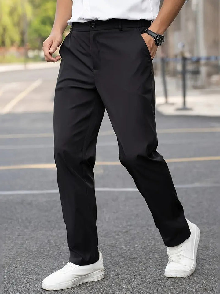 Herr Comfort Fit Byxor - Klassisk Casual Design - Svart