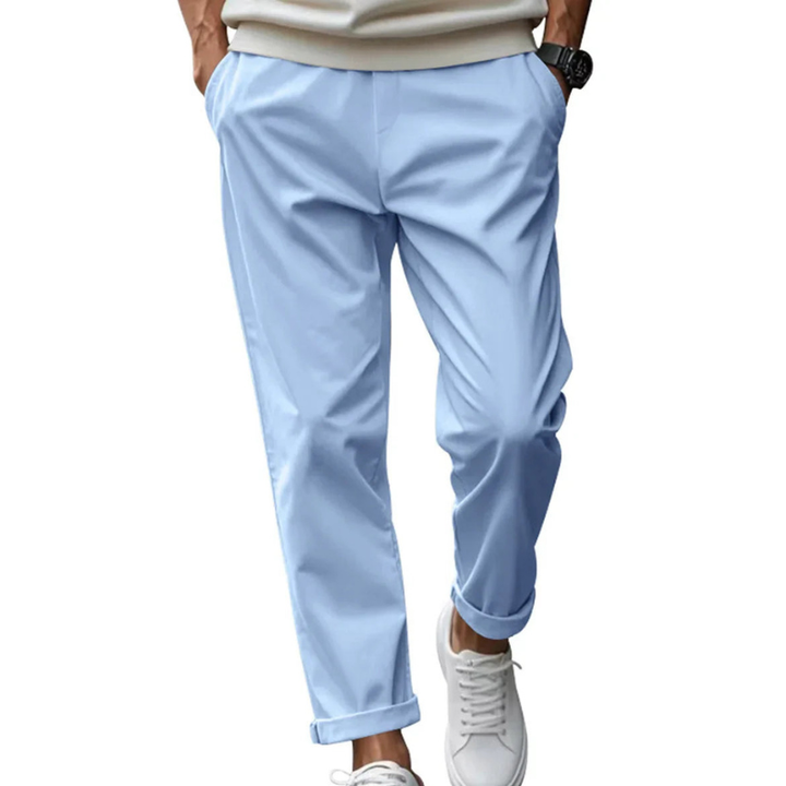 Herr Comfort Fit Byxor - Modernt Casual Design - Blå
