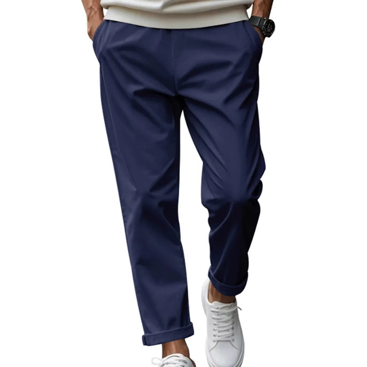 Herr Comfort Fit Byxor - Modernt Casual Design - Marinblå